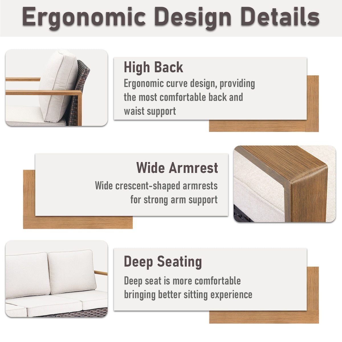 Gymojoy Outdoor Patio Sofa Swivel Chair Ottoman Sets - Brown