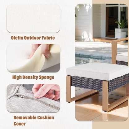 Gymojoy Outdoor Patio Sofa Swivel Chair Ottoman Sets - Brown