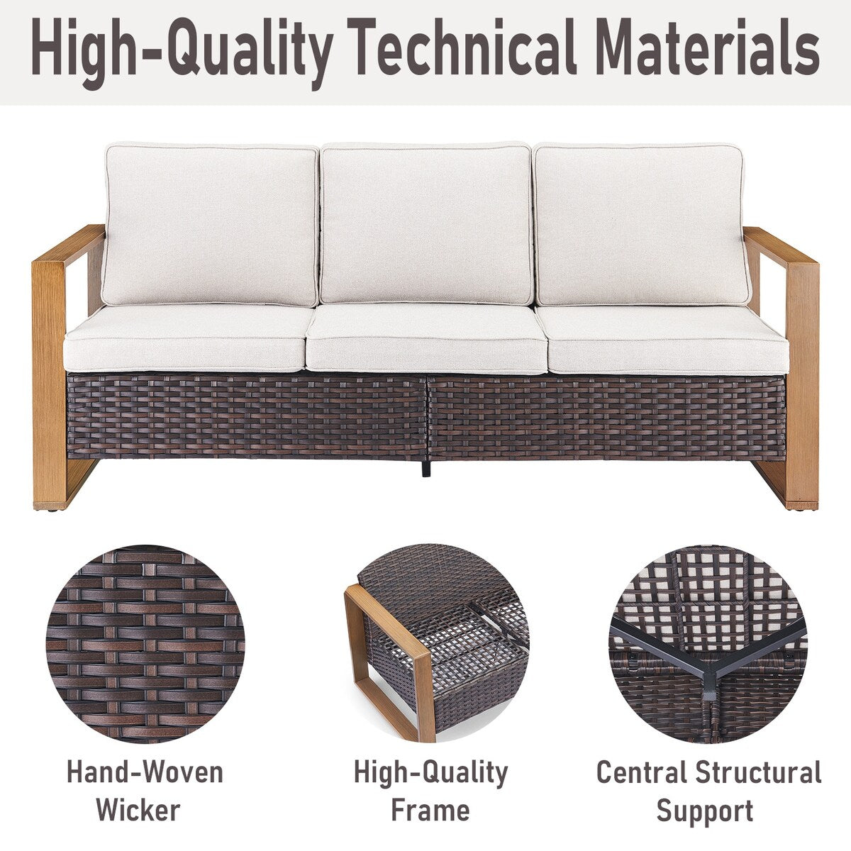 Gymojoy Outdoor Patio Sofa Swivel Chair Ottoman Sets - Brown
