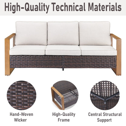 Gymojoy Outdoor Patio Sofa Swivel Chair Ottoman Sets - Brown