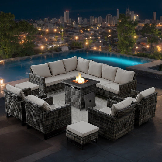Gymojoy Outdoor Patio Sofa with Swivel Chairs Set