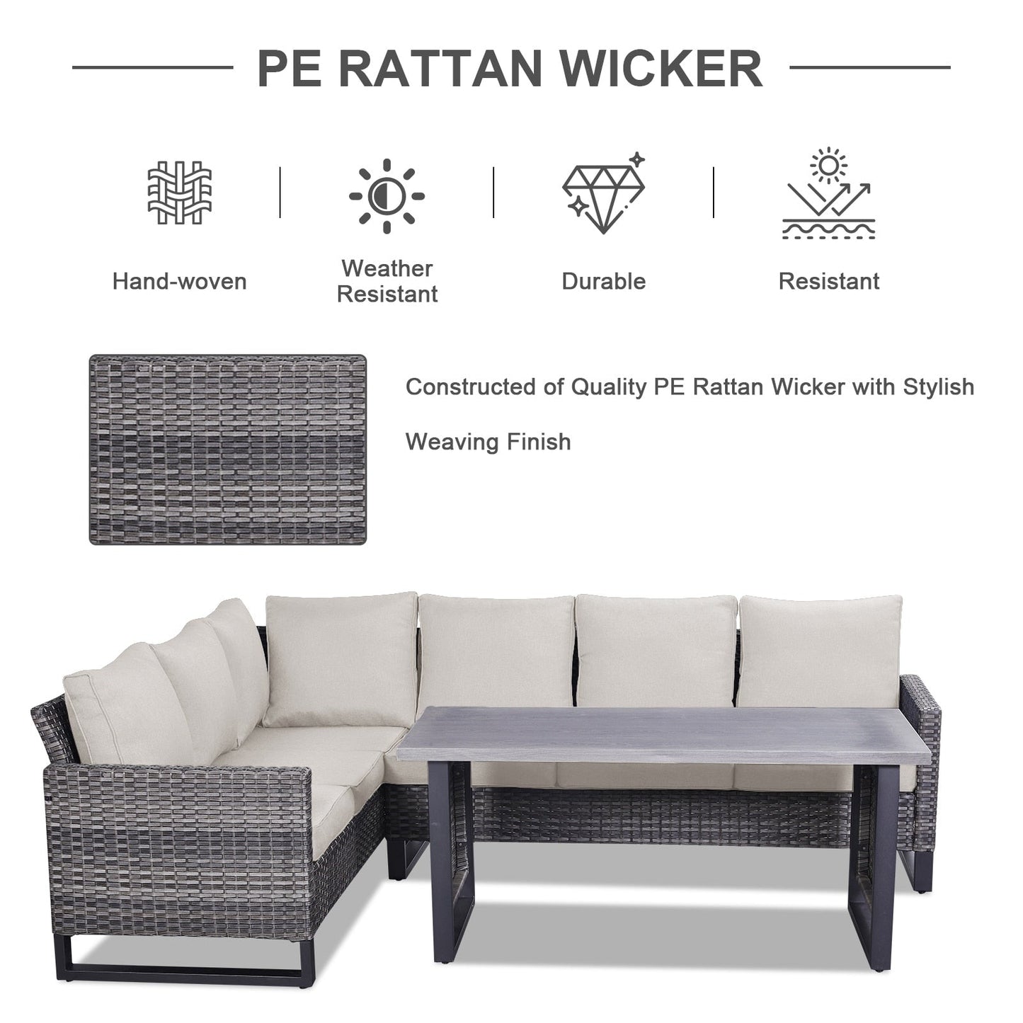 Gymojoy Outdoor Patio Sofa with Swivel Chairs Set