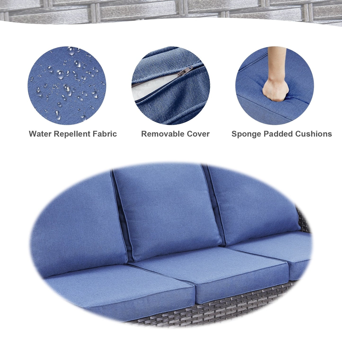 Gymojoy Outdoor Patio Sofa with Swivel Chairs Set