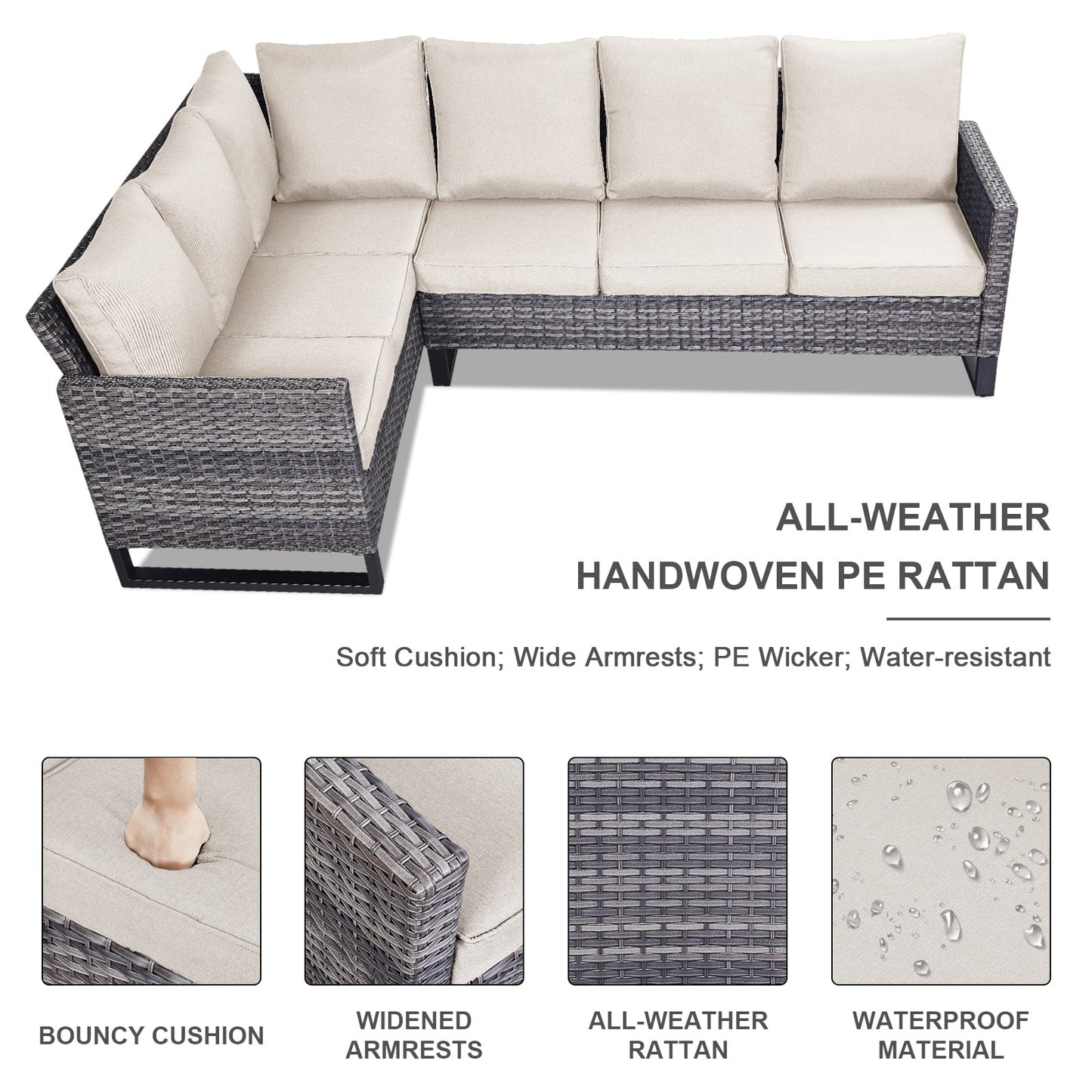 Gymojoy Outdoor Patio Sofa with Swivel Chairs Set