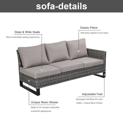 Gymojoy Outdoor Patio Sofa with Swivel Chairs Set