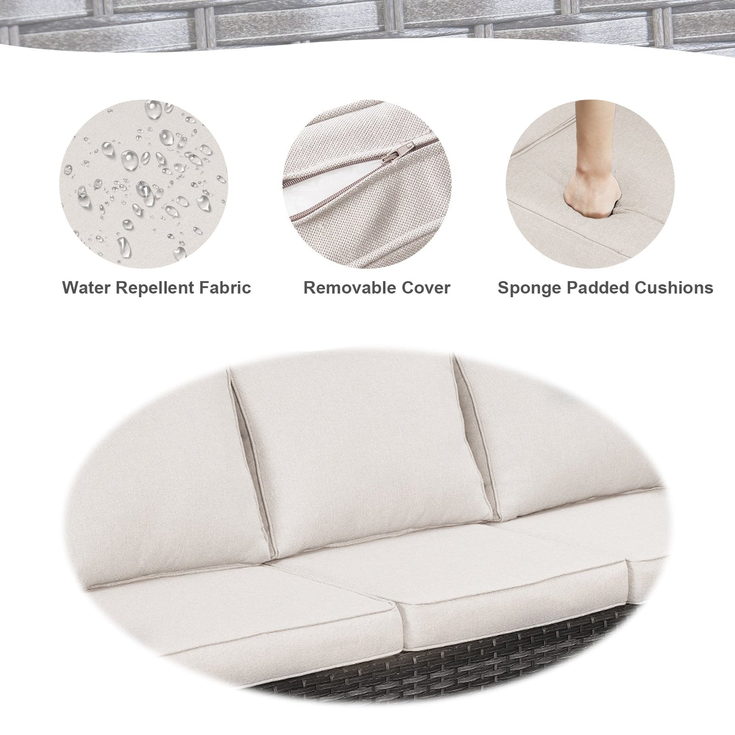 Gymojoy Outdoor Patio Sofa with Swivel Chairs Set