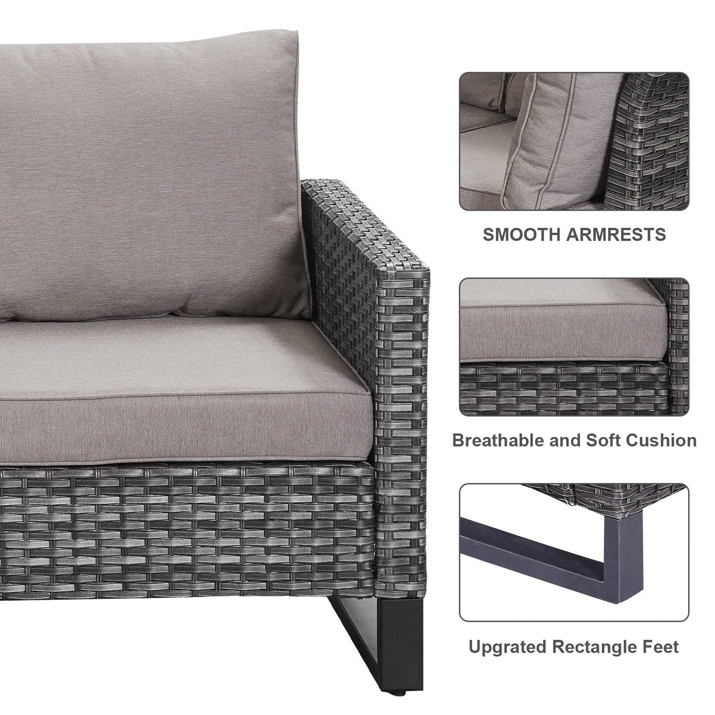 Gymojoy Outdoor Patio Sofa with Swivel Chairs Set