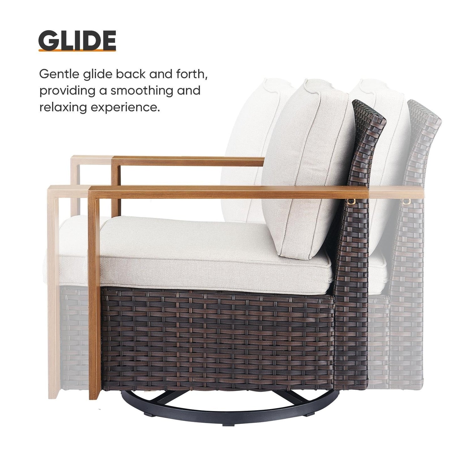 Outdoor Sectional Sofa with Swivel Rocking Chairs - Brown