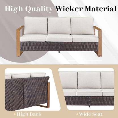 Outdoor Sectional Sofa with Swivel Rocking Chairs - Brown