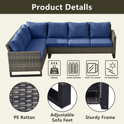 Outdoor Sectional Wicker Sofa with Fire Pit Table