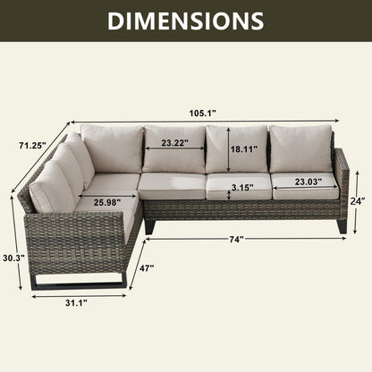 Outdoor Sectional Wicker Sofa with Fire Pit Table
