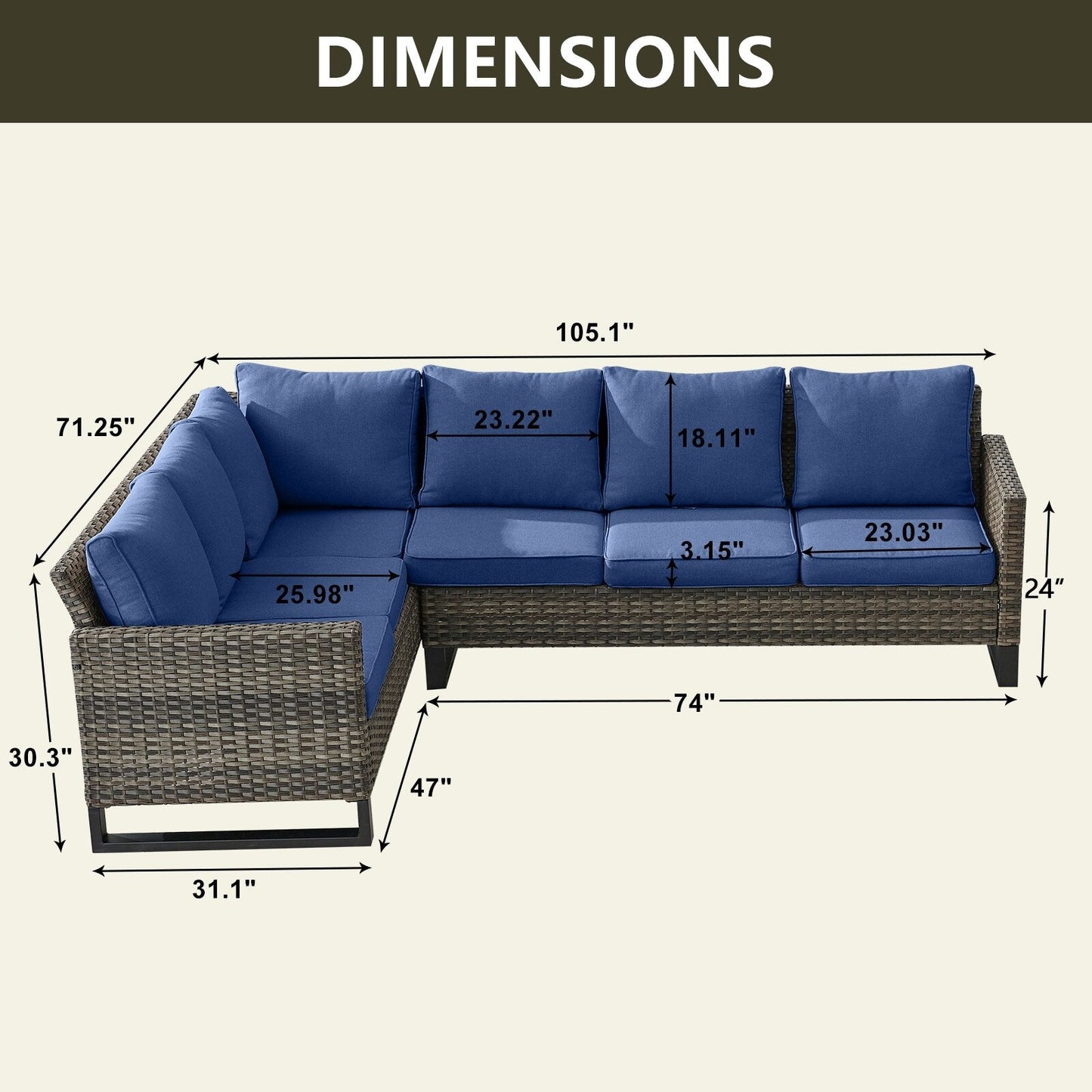 Outdoor Sectional Wicker Sofa with Fire Pit Table