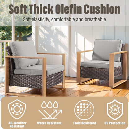 Gymojoy Outdoor Swivel Chair with Sofa, Club Chair and Ottomans - Brown