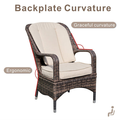 Outdoor Wicker Patio Rectangle Gas Fire Pit Table Set with 6 Chairs by Moda Furnishings (Including Rain Cover)