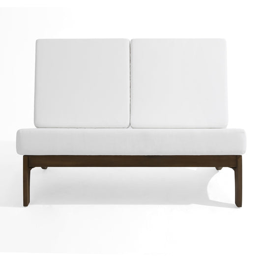 Outdoor Wood Club Chairs Set Loveseat with Cushion