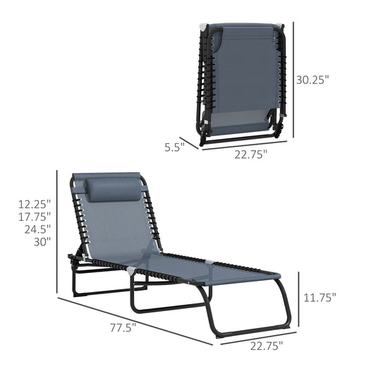 Outsunny 2 Folding Chaise Lounge Pool Chair Set, Patio Sun Tanning Chairs, Outdoor Lounge Chairs