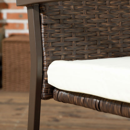 Outsunny 2 Piece PE Rattan Outdoor Dining Chairs with Cushion, Patio Wicker Dining Chair Set with Backrest, Armrests for Patio