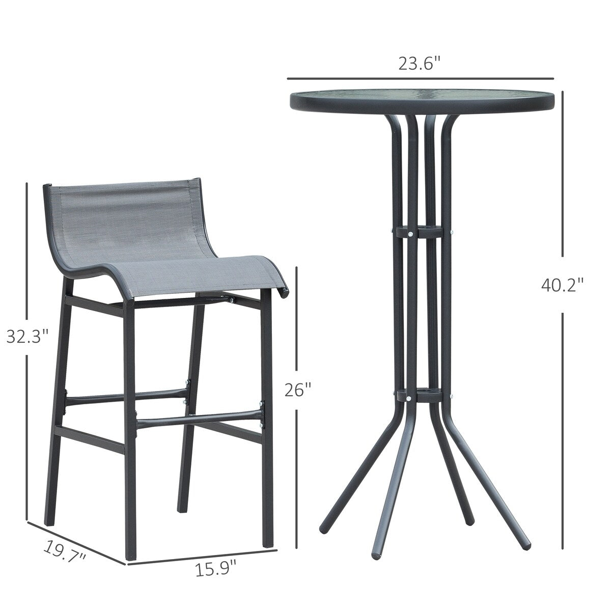Outsunny 3 Piece Bar Height Outdoor Bistro Set for 2