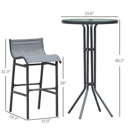 Outsunny 3 Piece Bar Height Outdoor Bistro Set for 2