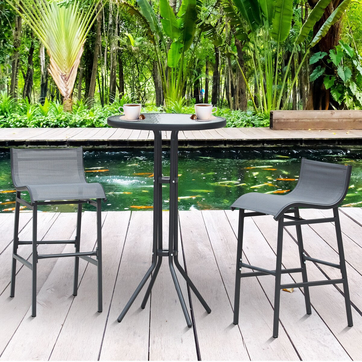 Outsunny 3 Piece Bar Height Outdoor Bistro Set for 2