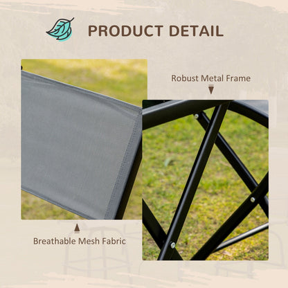 Outsunny 3-Piece Garden Bistro Set, Outdoor Folding Dining Set with Glass Table Top, 2 Folding Chairs, Steel Frame