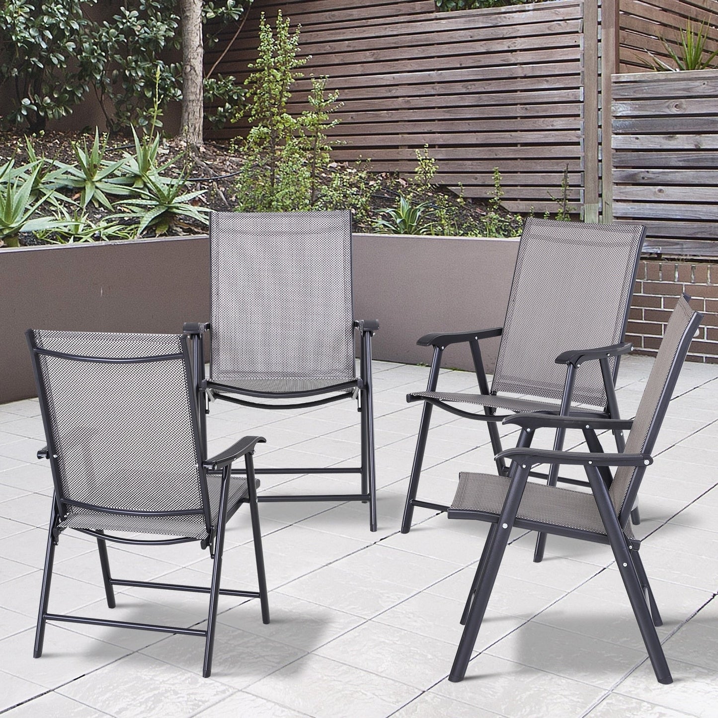 Outsunny 4-piece Folding Patio Chair Set with a Simple & Chic Design, Comfortable for the Deck, Garden, Yard & Travel