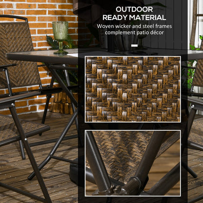 Outsunny 5 Pieces Wicker Patio Dining Set, Foldable Outdoor Table and Chairs, Wicker Furniture Dining Set with Umbrella Hole