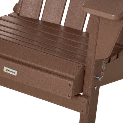 Outsunny Folding Adirondack Chair, HDPE Outdoor All Weather Plastic Lounge Beach Chairs for Patio Deck and Lawn Furniture