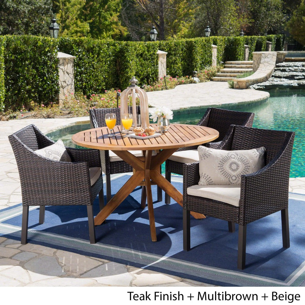 Owen Wood and Wicker 5-piece Dining Set by Christopher Knight Home