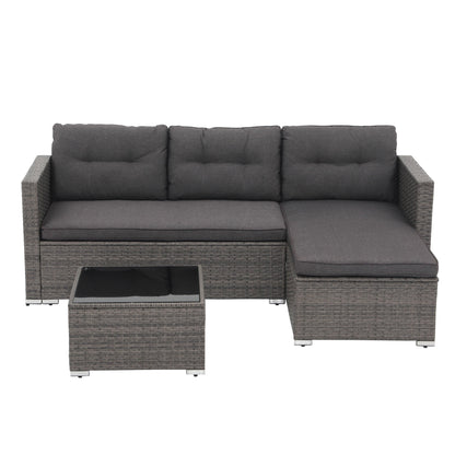 PE Wicker 3-piece Outdoor Sectional Set