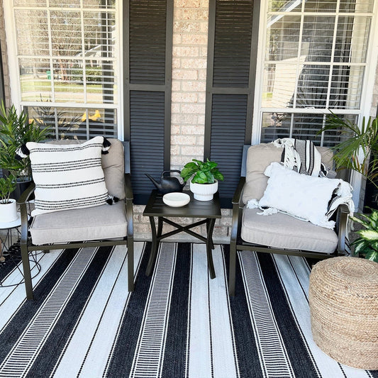 PHI VILLA 3-piece Padded Patio Conversation Set with Comfortable Deep Seating Cushions