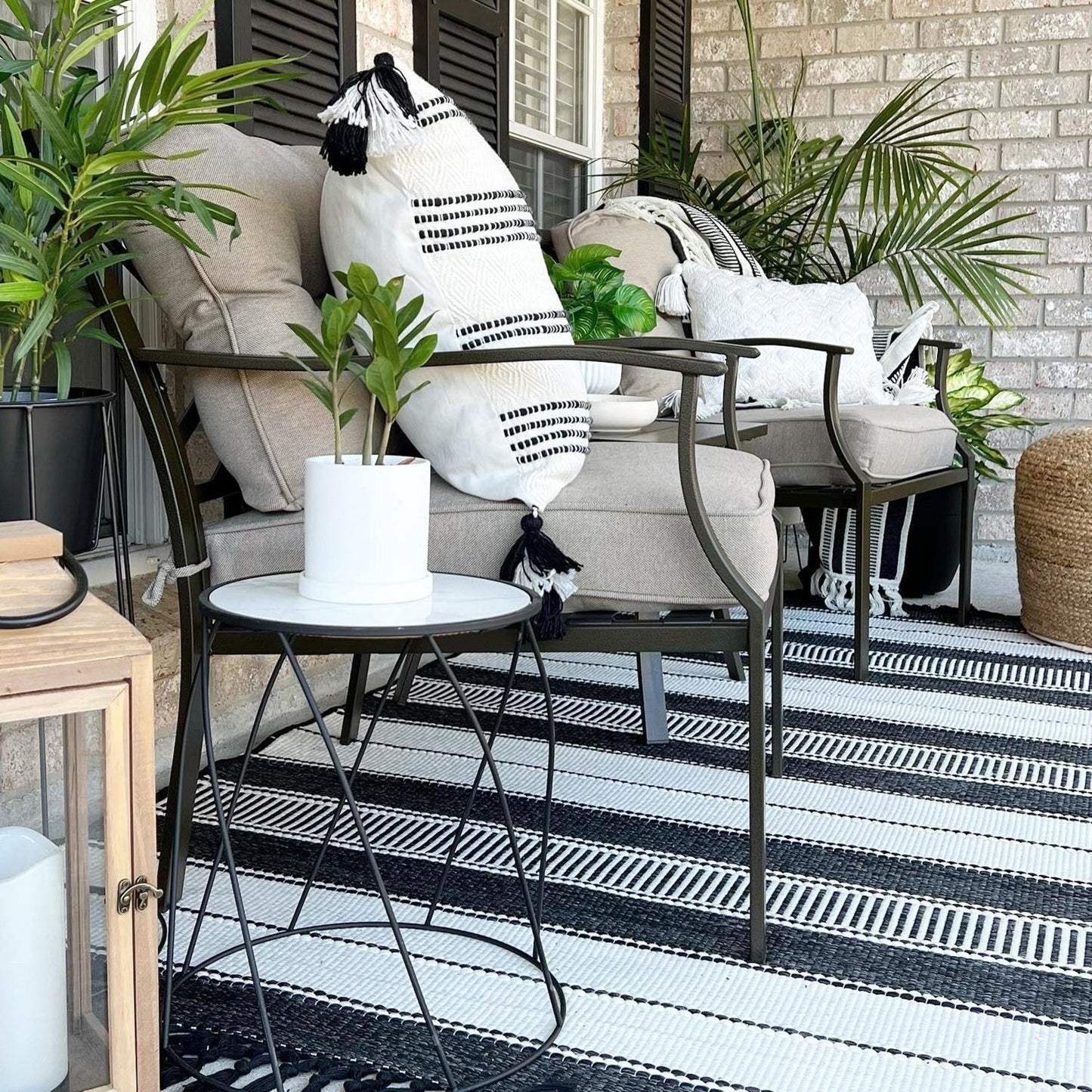 PHI VILLA 3-piece Padded Patio Conversation Set with Comfortable Deep Seating Cushions