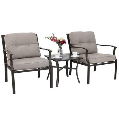 PHI VILLA 3-piece Padded Patio Conversation Set with Comfortable Deep Seating Cushions