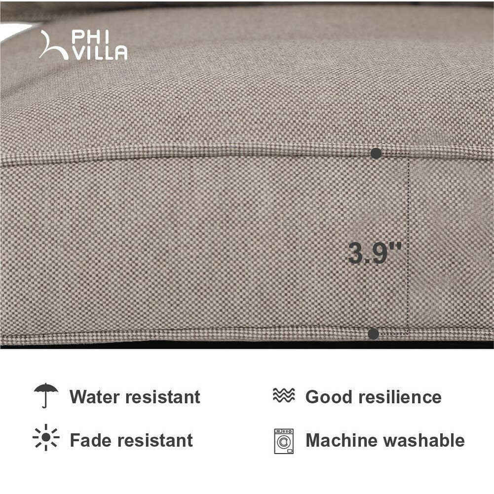 PHI VILLA 3-piece Padded Patio Conversation Set with Comfortable Deep Seating Cushions