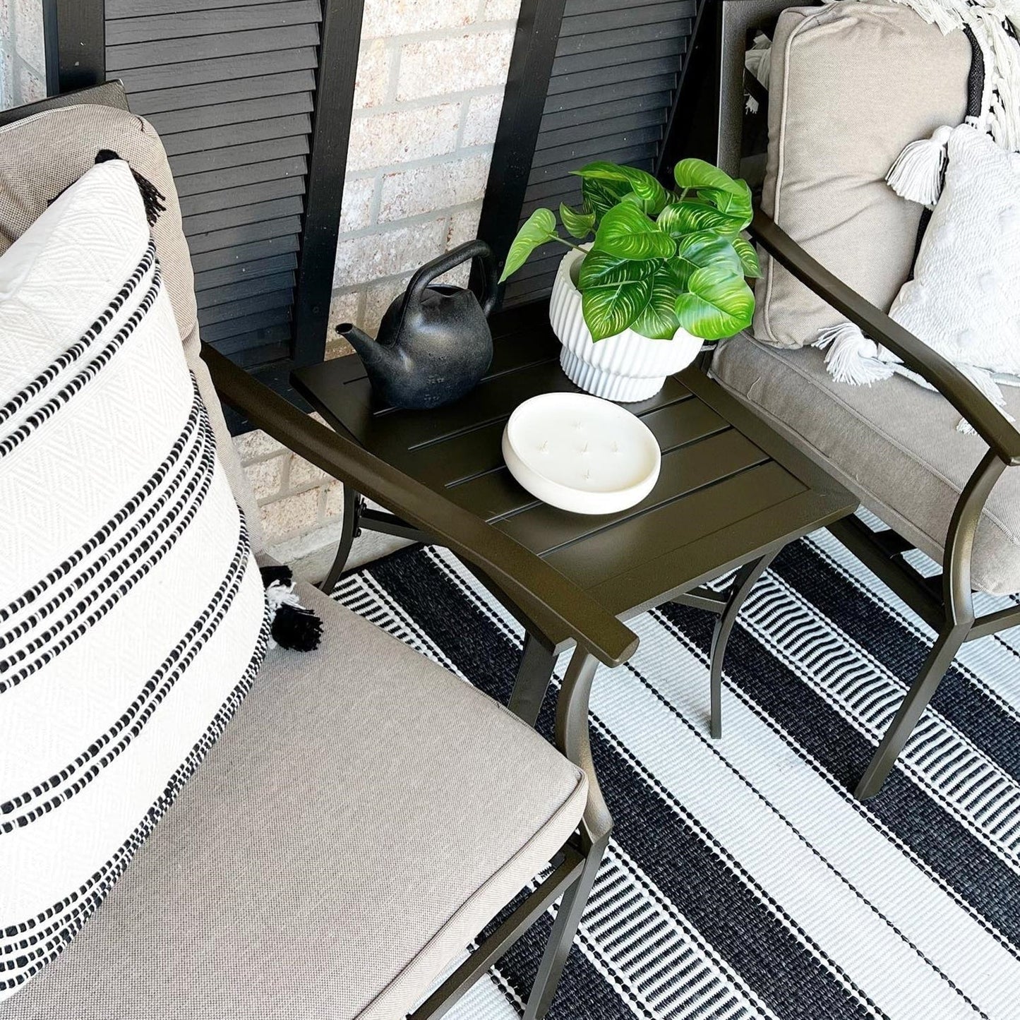 PHI VILLA 3-piece Padded Patio Conversation Set with Comfortable Deep Seating Cushions