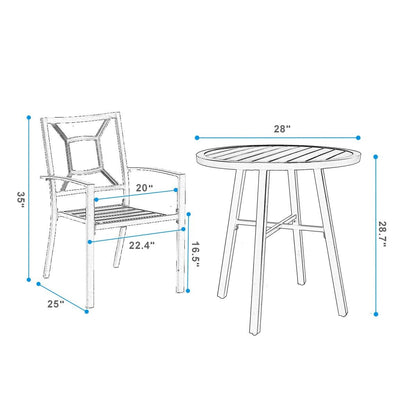 MAISON ARTS Patio Bistro 3-piece Dining Set