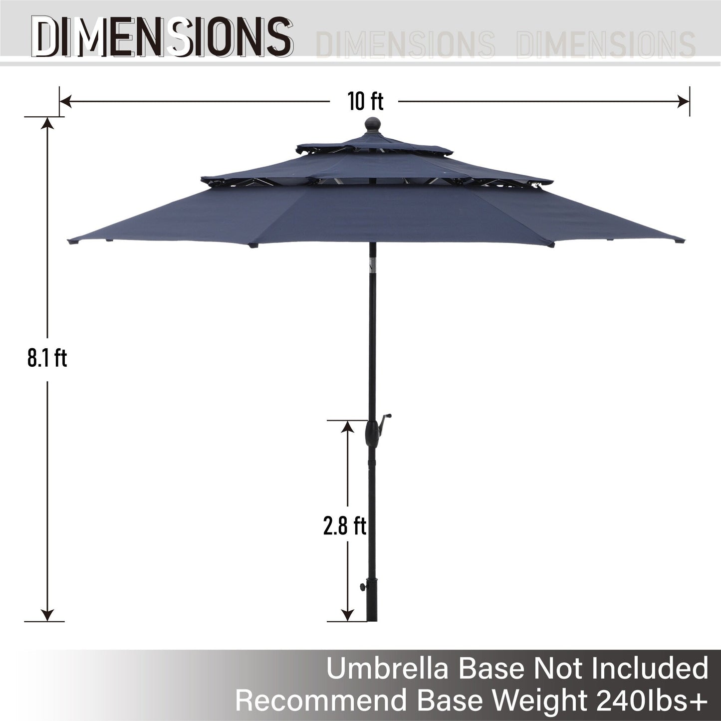 MAISON ARTS Patio Dining Set 5 Piece with 10ft Round Umbrella, 4 Swivel Dining Chair with Cushion and Steel Slat Patio Table