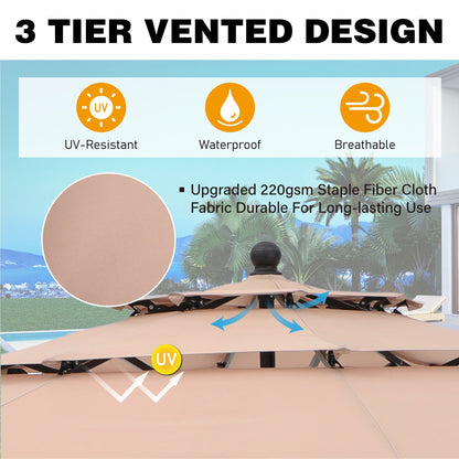 MAISON ARTS Patio Dining Set 5 Piece with 10ft Round Umbrella, 4 Swivel Dining Chair with Cushion and Steel Slat Patio Table