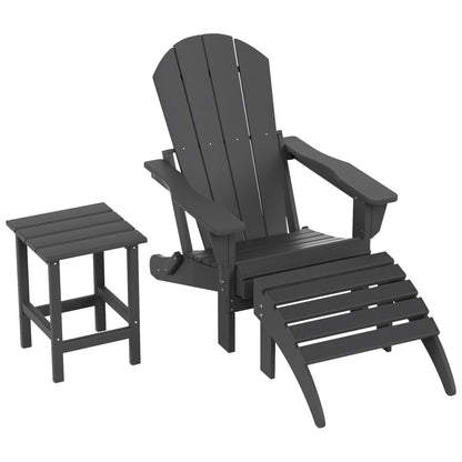 Polytrends Laguna Hdpe All Weather Outdoor Patio Foldable Adirondack Chair With Ottoman And Side Table (3-Piece Set)