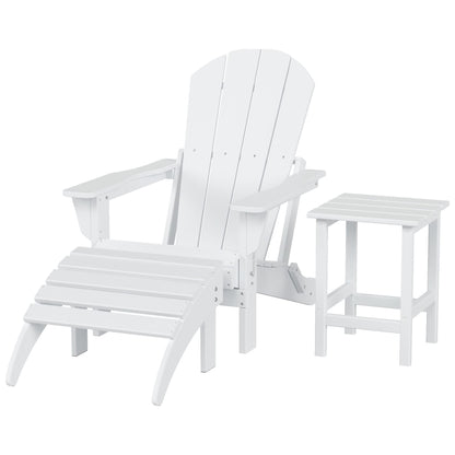 Polytrends Laguna Hdpe All Weather Outdoor Patio Foldable Adirondack Chair With Ottoman And Side Table (3-Piece Set)