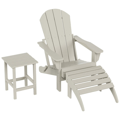 Polytrends Laguna Hdpe All Weather Outdoor Patio Foldable Adirondack Chair With Ottoman And Side Table (3-Piece Set)