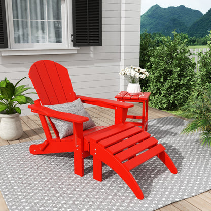 Polytrends Laguna Hdpe All Weather Outdoor Patio Foldable Adirondack Chair With Ottoman And Side Table (3-Piece Set)