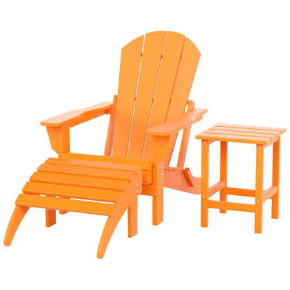 Polytrends Laguna Hdpe All Weather Outdoor Patio Foldable Adirondack Chair With Ottoman And Side Table (3-Piece Set)