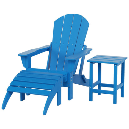 Polytrends Laguna Hdpe All Weather Outdoor Patio Foldable Adirondack Chair With Ottoman And Side Table (3-Piece Set)