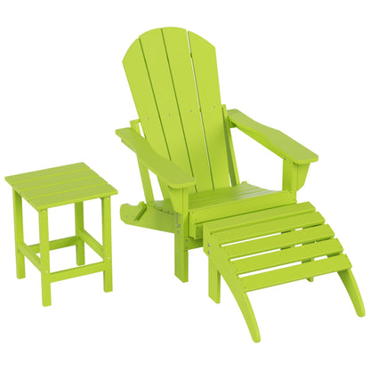 Polytrends Laguna Hdpe All Weather Outdoor Patio Foldable Adirondack Chair With Ottoman And Side Table (3-Piece Set)