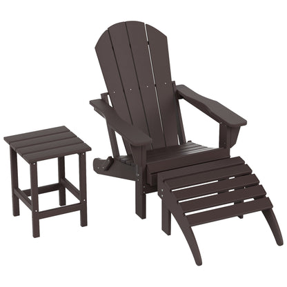 Polytrends Laguna Hdpe All Weather Outdoor Patio Foldable Adirondack Chair With Ottoman And Side Table (3-Piece Set)