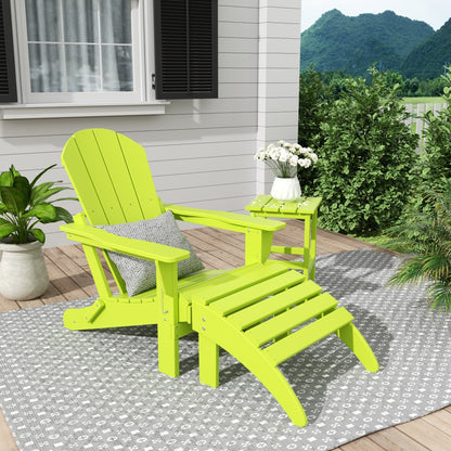 Polytrends Laguna Hdpe All Weather Outdoor Patio Foldable Adirondack Chair With Ottoman And Side Table (3-Piece Set)