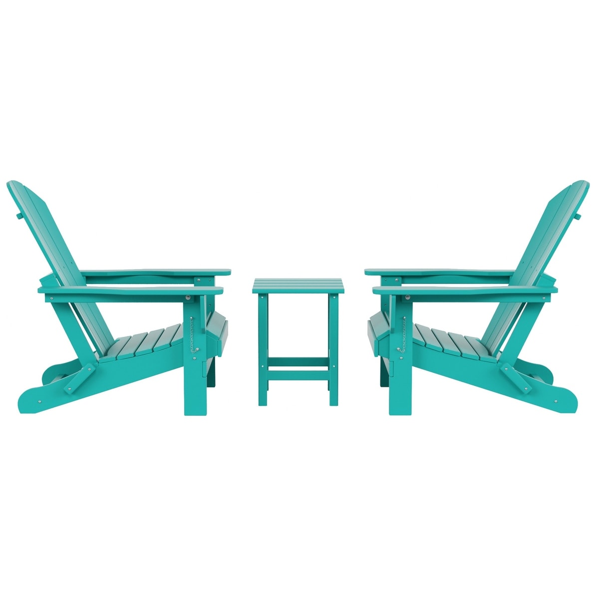 Polytrends Laguna Hdpe All Weather Outdoor Patio Foldable Adirondack Chairs With Side Table (3-Piece Set)