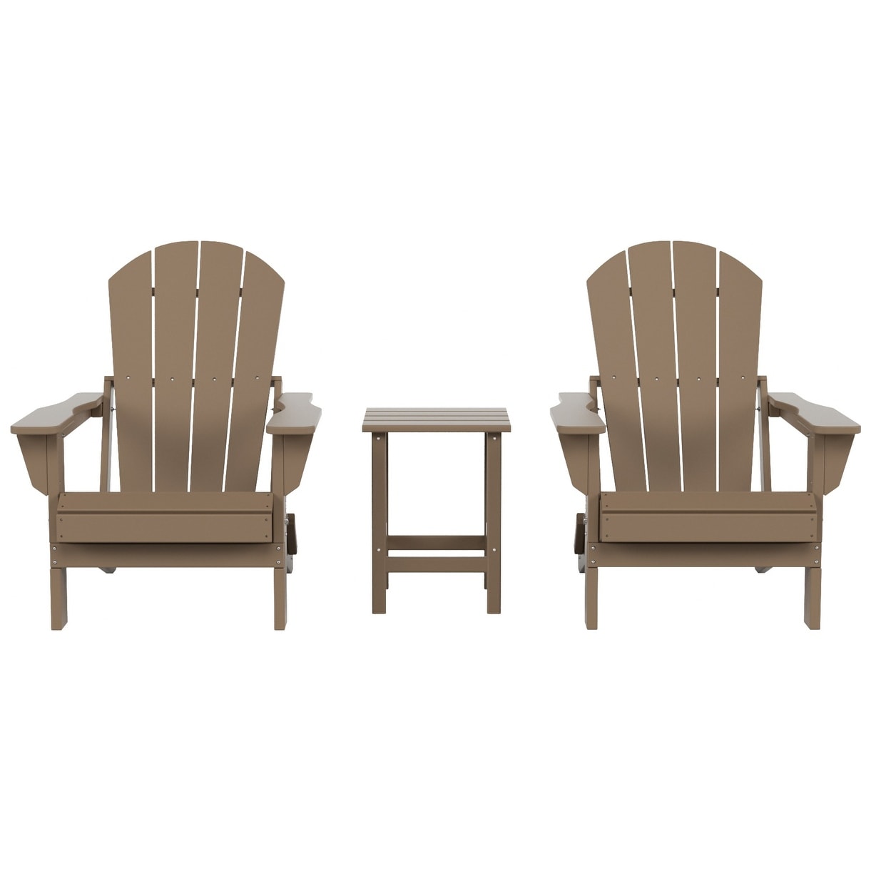 Polytrends Laguna Hdpe All Weather Outdoor Patio Foldable Adirondack Chairs With Side Table (3-Piece Set)
