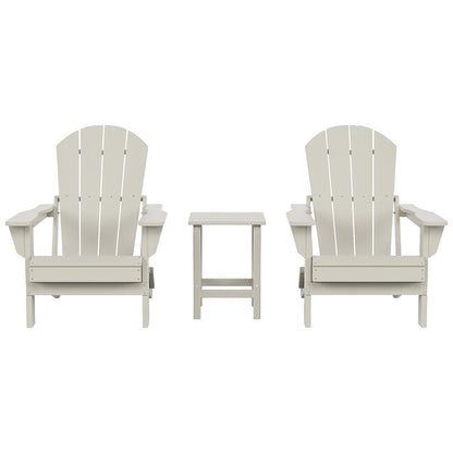 Polytrends Laguna Hdpe All Weather Outdoor Patio Foldable Adirondack Chairs With Side Table (3-Piece Set)